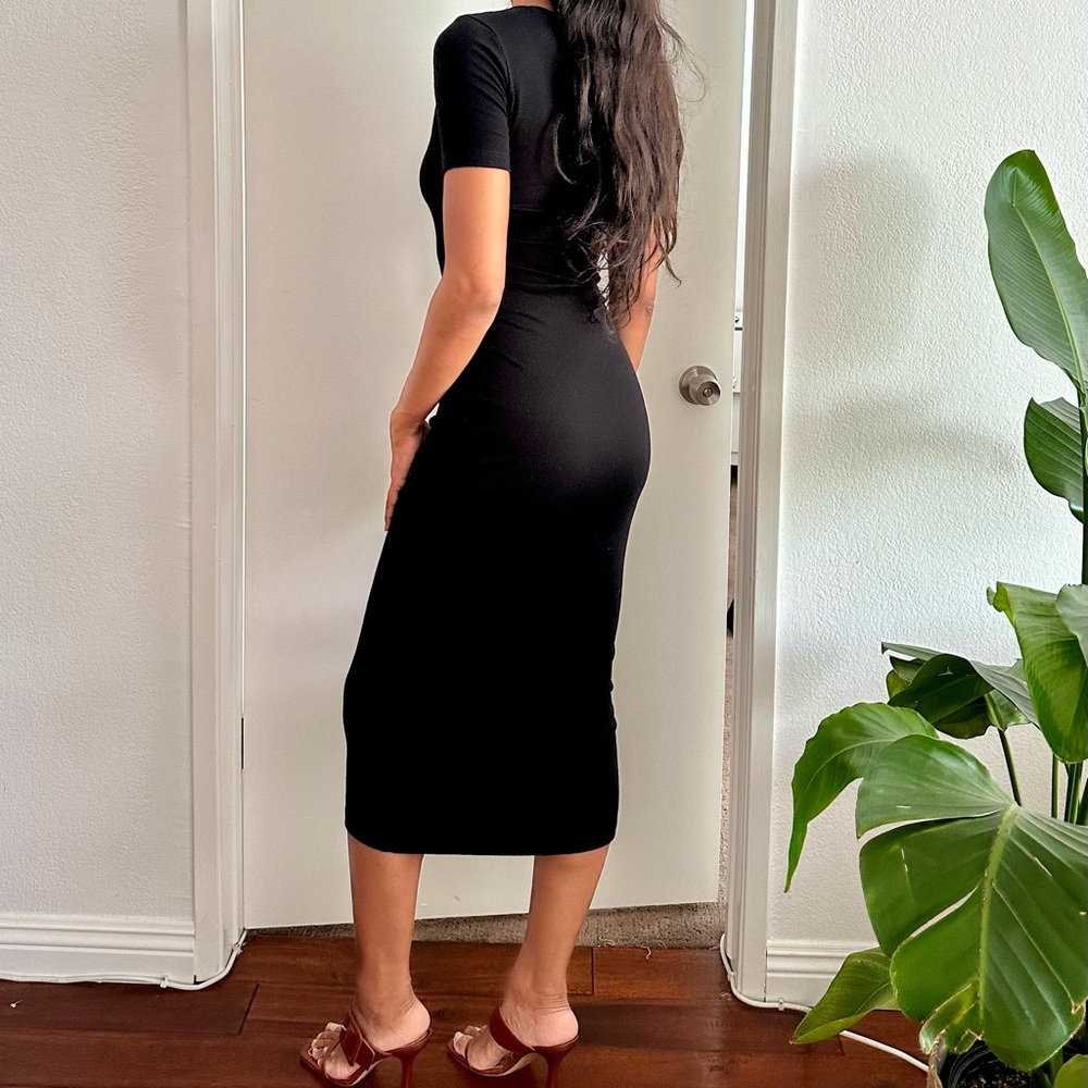 Black Midi Bodycon Dress - Picture 2 of 4